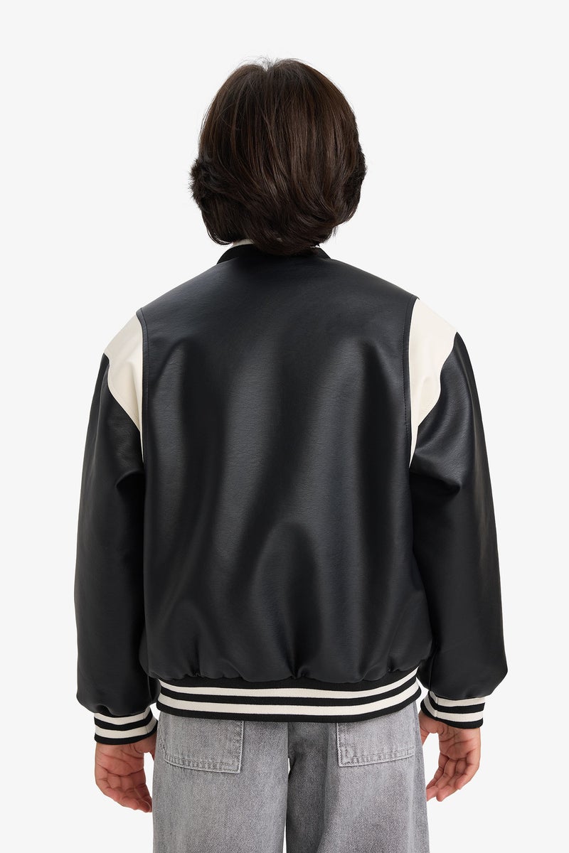 ديفاكتو جاكيت بومبر اولادي جلد صناعي وتر بروف - Image 5